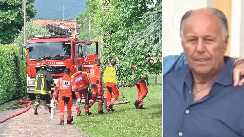 I soccorsi a Budoia, nella casa dell'imprenditore Fabio Zanolin (a destra)