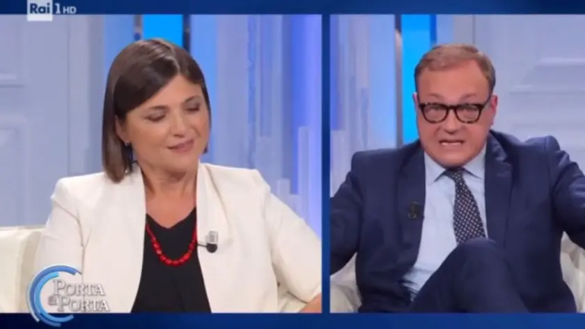 Debora Serracchiani e Tommaso Cerno in studio a Porta a Porta