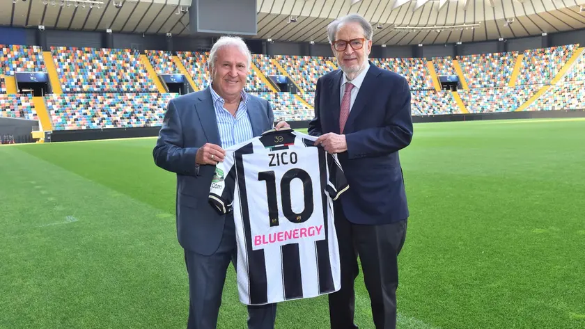 Zico e il Paron Pozzo allo stadio Friuli