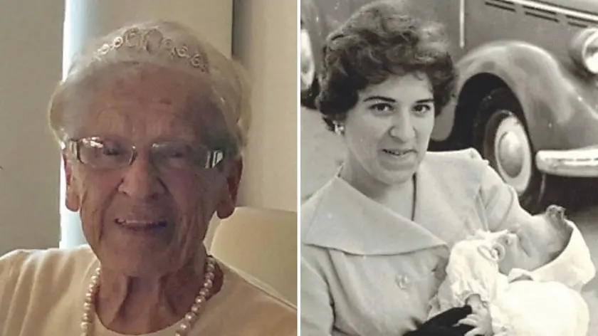Liliana Bruna Comisso oggi e, nella foto d’epoca, quando lavorava come ostetrica