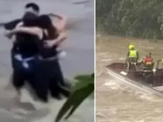 L'abbraccio dei tre giovani prima di sparire nelle acque del Natisone e i soccorsi sul luogo della tragedia