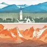 Mattino da Aquileia con Alpi Giulie e, sotto, Alpi Giulie orientali da Pod Golico di Mario Micossi