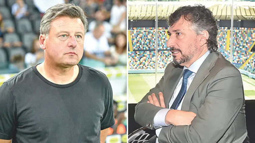 L’allenatore tedesco Kosta Runjaic è legato all’Udinese fino 30 giugno 2026. A destra Gino Pozzo