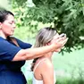 Federica D'Ambrosio al lavoro lungo il fiume Stella
