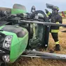 L'intervento dei vigili del fuoco sul trattore ribaltato