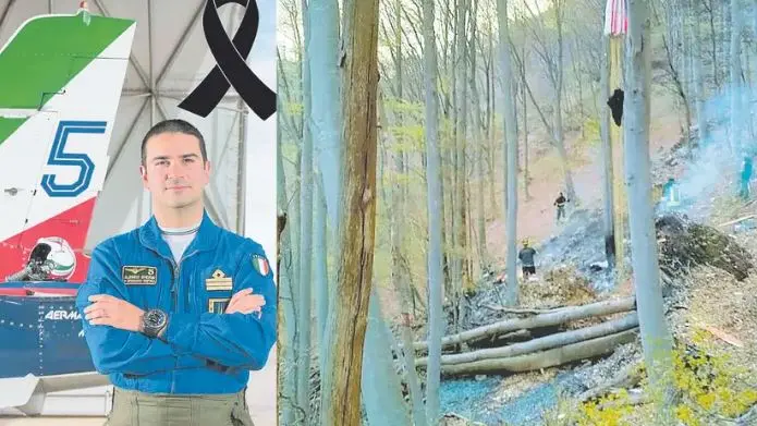 Alessio Ghersi, deceduto a 34 anni, a destra il luogo dell'incidente in Alta Val Torre