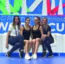 Tara e Sofia Raffaeli con le coach Spela Dragas e Bilyana Dyakova