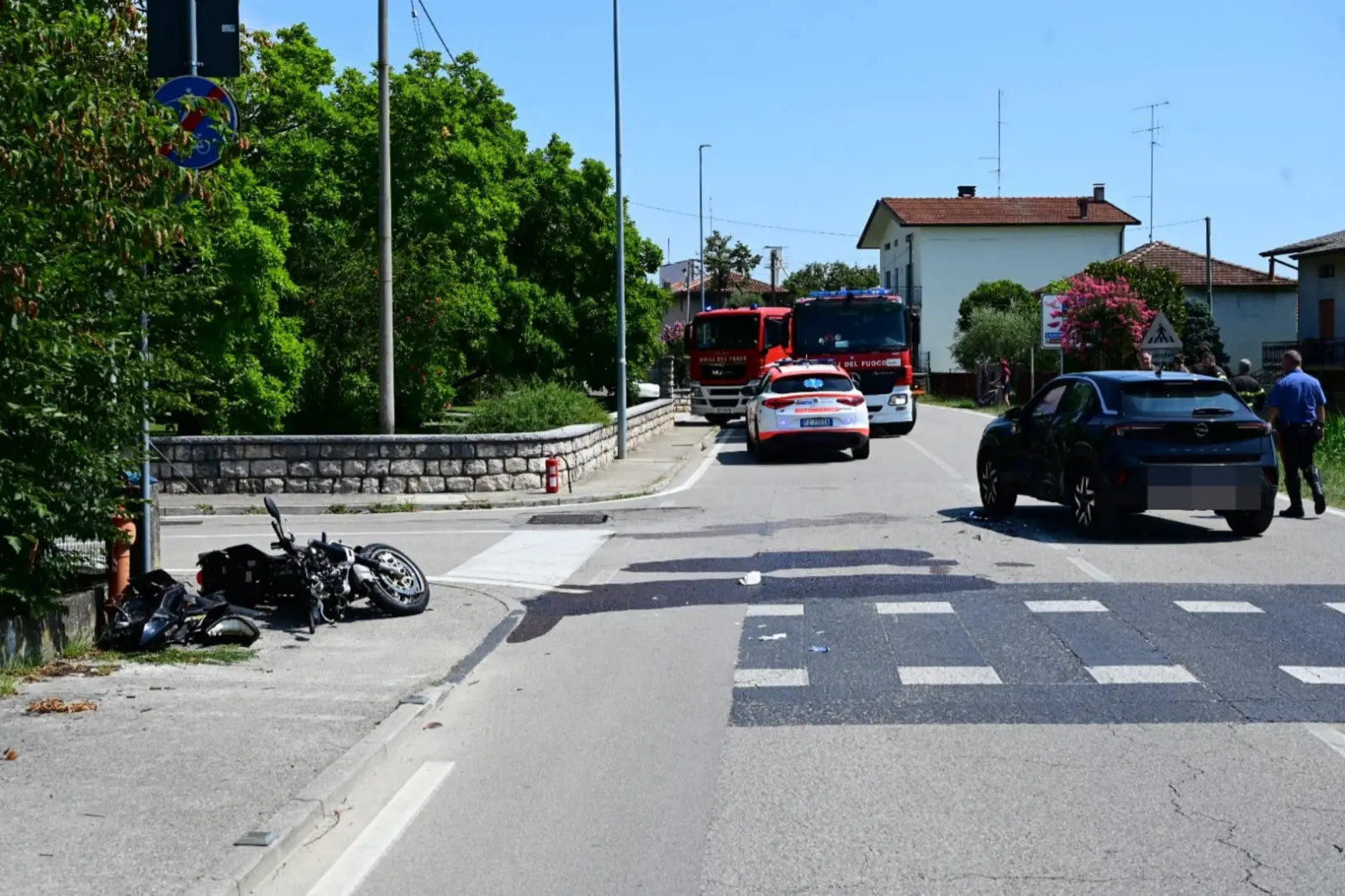 I mezzi coinvolti nell'incidente a Caneva
