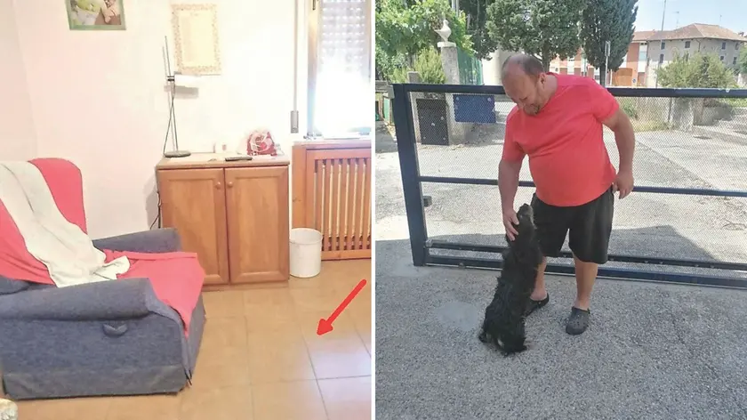 A sinistra il punto dove Benita Gasparini fu trovata morta nel soggiorno di casa, a destra Gabriele Cisilino