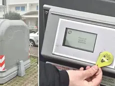 Un cassonetto intelligente in via Podgora a Udine (foto Petrussi)