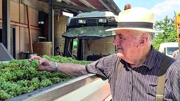 Gino Zorzettig, 94 anni, nella sua azienda agricola a Spessa di Cividale