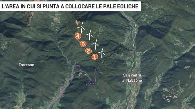 L'area in cui potrebbero nascere le pale eoliche