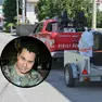 Il bidone ritrovato nel garage dell’abitazione con i resti della vittima, portato via dai vigili del fuoco. Nel tondo, Alessandro Venier