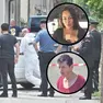 Gli inquirenti mentre spostano la Panda bianca di Alessandro Venier, perché l’auto si trovava davanti al cassonetto nel quale c’erano i resti dell’uomo (Foto petrussi). Nei tondi, in alto Maylin Castro Monsalvo, compagna di Venier; in basso, Lorena Venier, madre della vittima