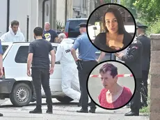 Gli inquirenti mentre spostano la Panda bianca di Alessandro Venier, perché l’auto si trovava davanti al cassonetto nel quale c’erano i resti dell’uomo (Foto petrussi). Nei tondi, in alto Maylin Castro Monsalvo, compagna di Venier; in basso, Lorena Venier, madre della vittima