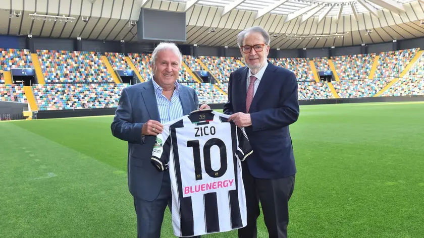 Zico e il Paron Pozzo allo stadio Friuli