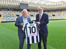 Zico e il Paron Pozzo allo stadio Friuli