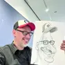 Il direttore artistico Federico Cecchin e la sua caricatura