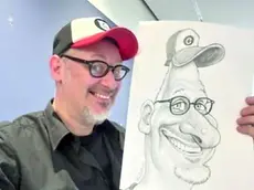 Il direttore artistico Federico Cecchin e la sua caricatura