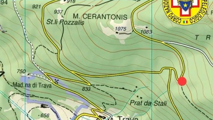 La mappa con indicato dal pallino rosso il luogo dell'incidente