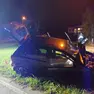 L'auto rovesciata su un fianco a Tricesimo