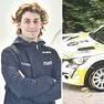Un primo piano di Matteo Doretto, a destra la Peugeot 208 con cui corse il rally Piancavallo 2024