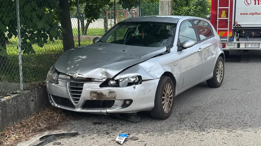 L'auto coinvolta nell'incidente a Pordenone