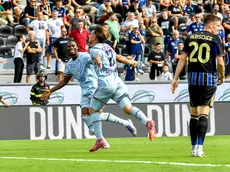 Iker Bravo festeggia il gol che ha deciso la partita. Foto Petrussi