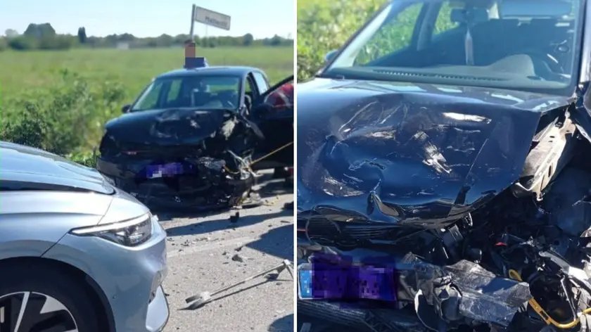I due veicoli coinvolti nell'incidente a Palmanova