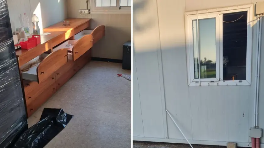 I segni del passaggio dei ladri nel chiosco del Centro Sedia