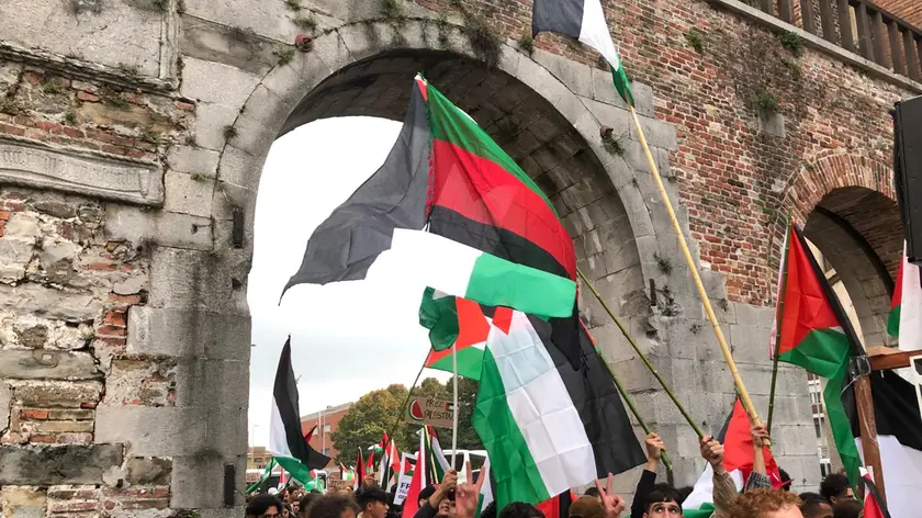 Il corteo a favore della Palestina organizzato nel 2024 a Udine in occasione di Italia-Israele