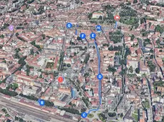 Una vista dall'alto, con Google Earth, del percorso della sfilata