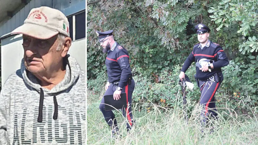 Cesare Pellegrini, amico di Paolo De Luca, a destra i carabinieri sul luogo dell'incidente
