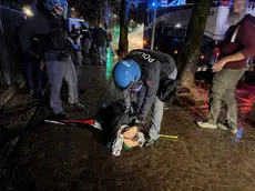 Un manifestante fermato dalla polizia