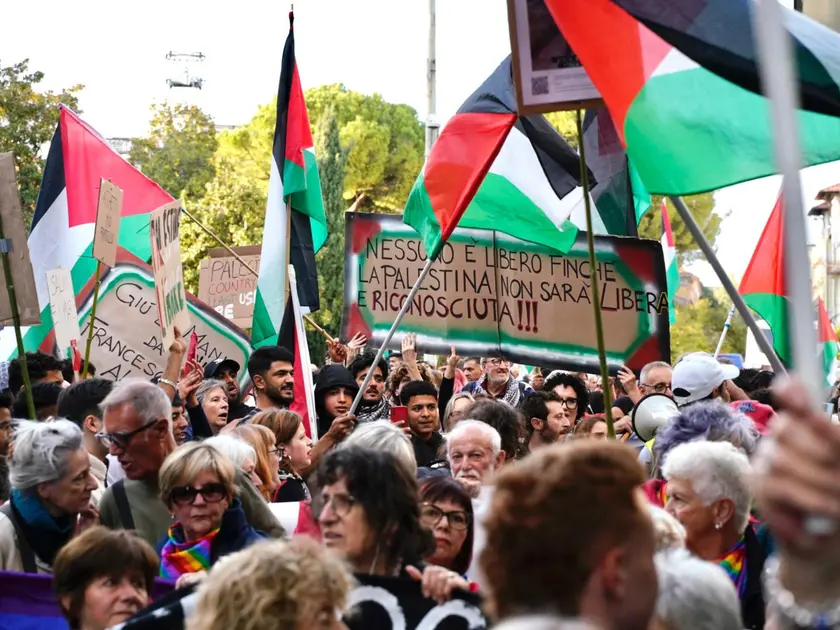 Corteo ProPal prima della partita di calcio Italia-Israele