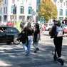 Le strisce di via Valentinis a Monfalcone. Foto Bonaventura
