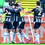 L'esultanza dei giocatori dell'Udinese (foto Petrussi)