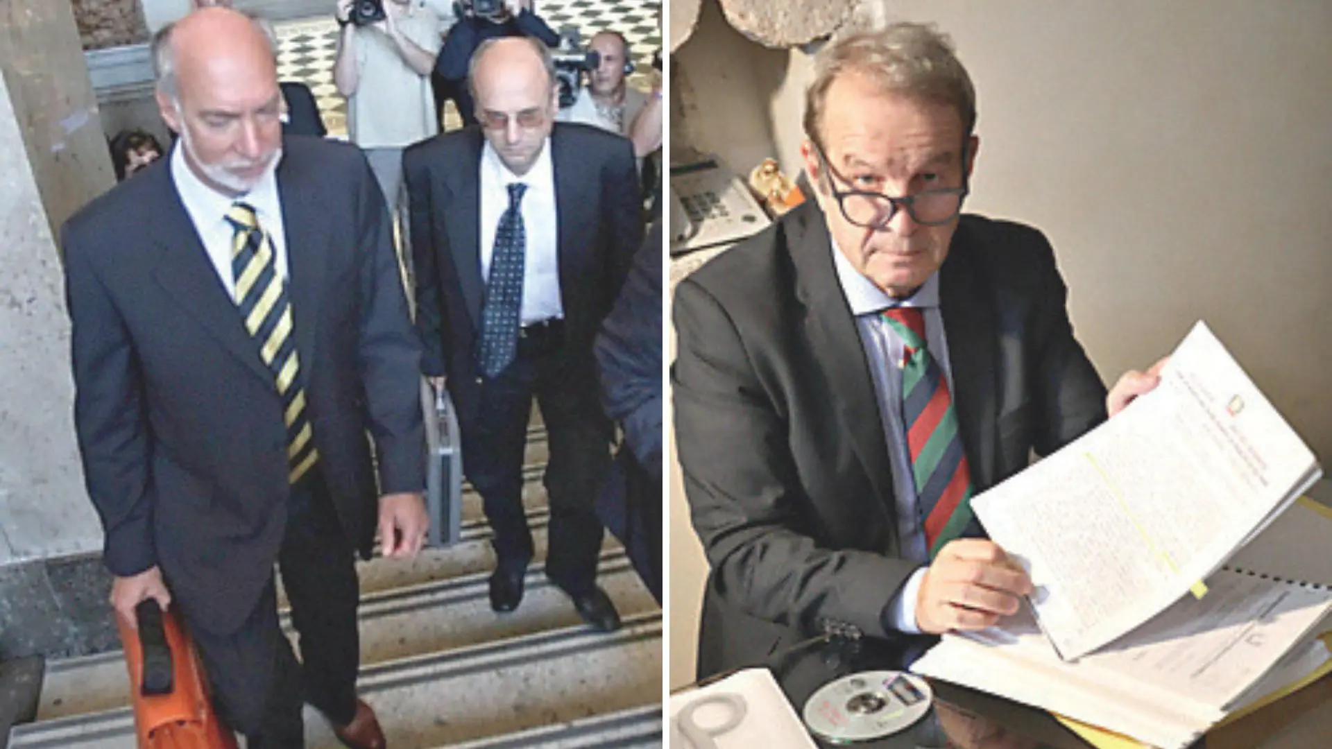 L'avvocato Maurizio Paniz con Zornitta, a destra l’avvocato Paolo Dell’Agnolo