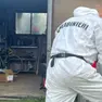 Un sopralluogo delle forze dell'ordine nella casa di Gemona dove sono stati trovati i resti di Alessandro Venier