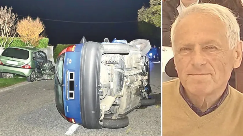 Le due auto coinvolte nell'incidente e, a destra, Italo Pagotto