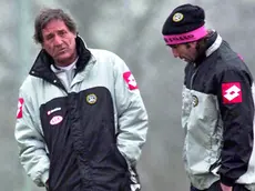 Galeone con Candelà nel ritiro di Desenzano sul Garda nel primo giorno di lavoro del tecnico