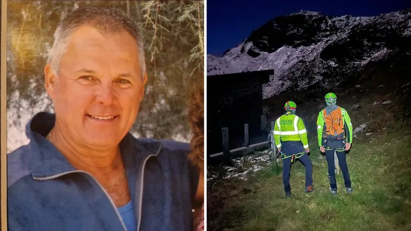 Adriano Rossi e, a destra, i soccorsi sul luogo della sua morte