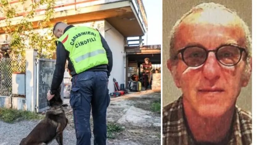 A sinistra le ricerche riprese giovedì (foto Tibaldi), a destra Vito Mezzalira