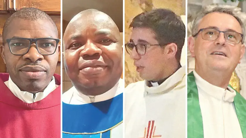 Da sinistra don Cyriacus Elelleh, don Gordian Ibeto, don Christian Marchica e don Valentino Martin