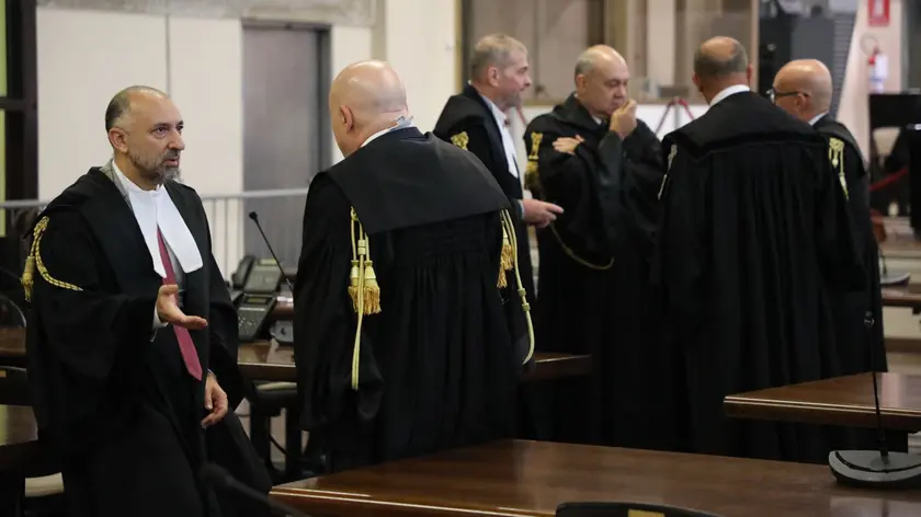 Aula bunker di Mestre durante la sentenza (Foto Pòrcile)