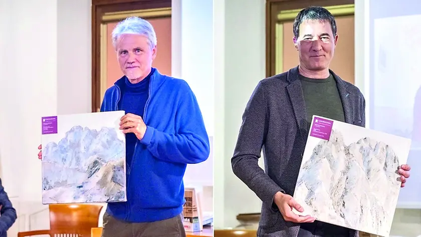 I vincitori del primo premio del Leggimontagna: da sinistra Albino Ferrari e Fanny Desarzens