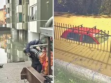 L’ingresso ai garage a Visco impraticabile e un'auto sotto acqua