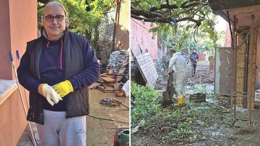 A sinistra, Michelangelo Boem; a destra, le operazioni di pulizia