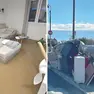 Da sinistra, un salotto allagato a Sottoselva; a destra, rifiuti a Sottoselva