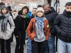 Greta Thunberg durante la manifestazione